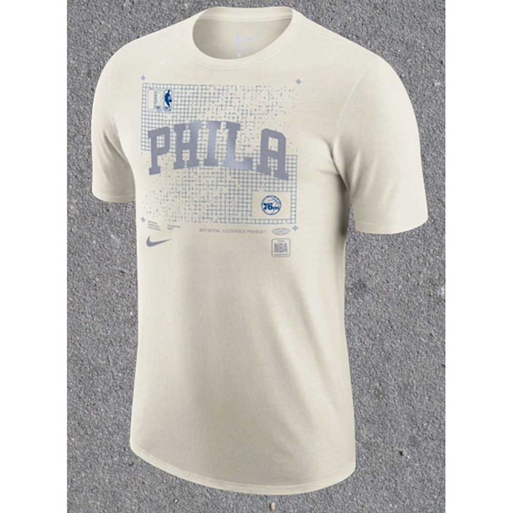 Philadelphia 76ers Nike Men's L Cream Courtside Chrome Graphic T‑Shirt